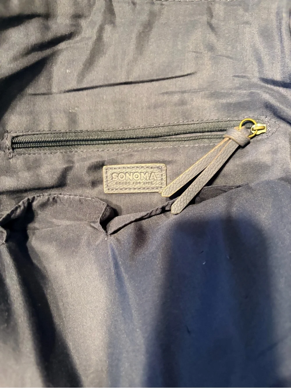 Sonoma Navy Floral Faux-Leather Backpack